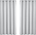 Yakamok Greyish White Curtains for Bedroom,Grommet Thermal Insulated Room Darkening Curtains for Living Room, 62W x 63L, 2 Panels