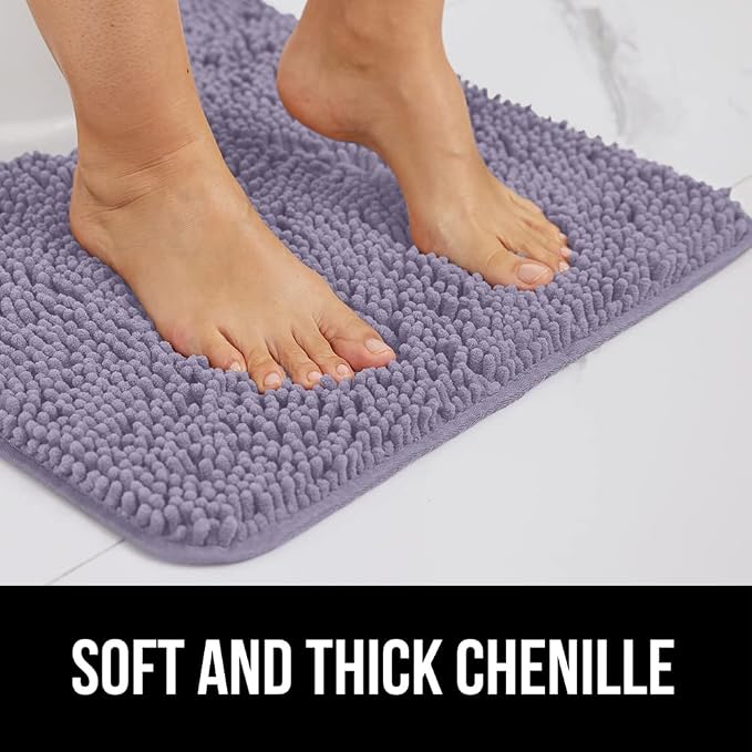 Bath Rug 30 x 20 Inch Chenille, Quick-Dry Microfiber, TPR Backing