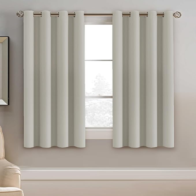 H.VERSAILTEX Blackout Curtain for Living Room Thermal Insulated Window Treatment Curtain 54 inch Length Energy Saving Solid Grommet Top Blackout Drape, One Panel, Ivory/Cream, 52" W x 54" L