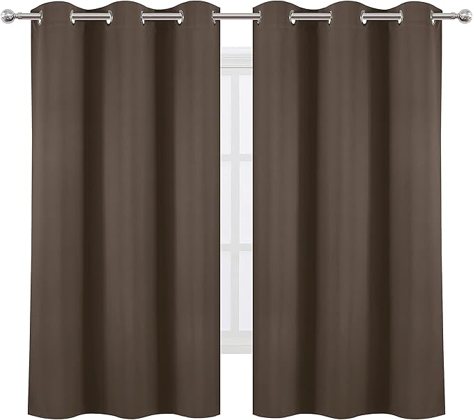 LEMOMO Chocolate Brown Thermal Blackout Curtains/38 x 63 Inch/Set of 2 Panels Room Darkening Curtains for Bedroom
