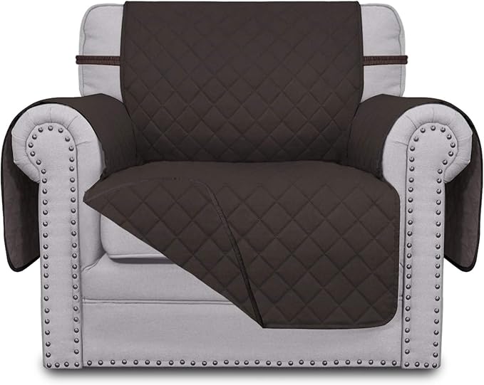Easy-Going Chair Sofa Slipcover Reversible Sofa Cover Water Resistant Couch Cover Furniture Protector Cover with Elastic Straps for Pets Kids Children Dog Cat (Chair, Chocolate/Chocolate)
