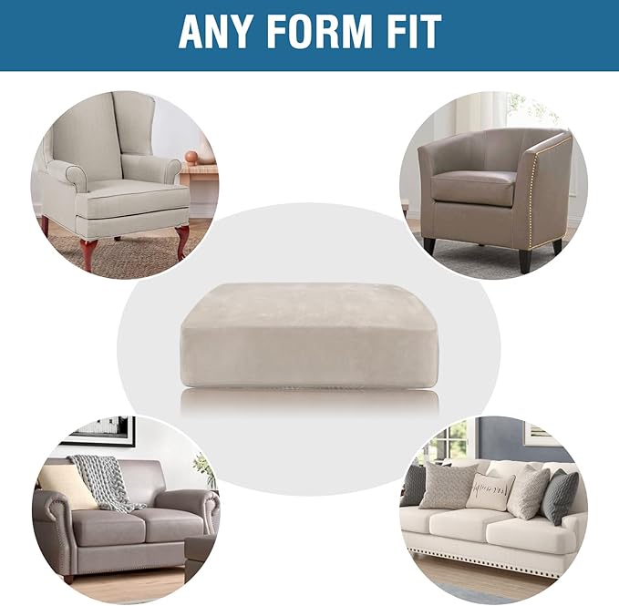 H.VERSAILTEX Velvet Stretch Couch Cushion Cover Plush Cushion Slipcover for Chair Loveseat Sofa Cushion Furniture Protector Seat Cushion Sofa Cover (3 Piece Sofa Cushion Covers, French Oak)