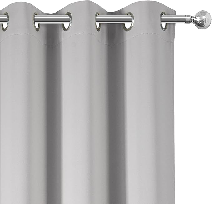 LEMOMO Blackout Curtains 38 x 84 inch/Light Grey Curtains Set of 2 Panels/Thermal Insulated Room Darkening Bedroom Curtains