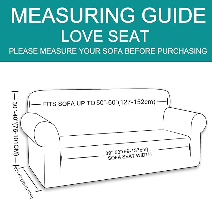 U-NICE HOME Loveseat Cover Stretch Couch Cover Sofa Cover Sofa Slipcover Furniture Protector for 3 Cushion Couch Sofa Pet Friendly(Loveseat, Grey)