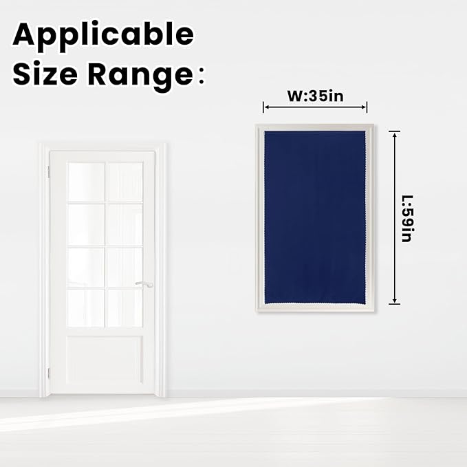 Self Adhesive Portable Blackout Curtains for Bedroom Easy to Install Window Thermal Lnsulated Kitchen Room Darkening Small Window Curtains, 35" W X 59" L, Navy Blue, 1 Panel