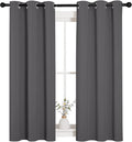 NICETOWN Bedroom Curtains Blackout Drapery Panels, Three Pass Microfiber Thermal Insulated Solid Ring Top Blackout Window Curtains/Drapes (Two Panels, 34 x 54 inches, Gray)