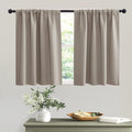 RYB HOME Short Sand Blackout Curtains for Small Bedroom Window, Insulating UV Blocking Drapes for Kitchen Cafe Basement Garage, Privacy Tiers for Bathroom Window, Width 42 by Length 36, Set of 2