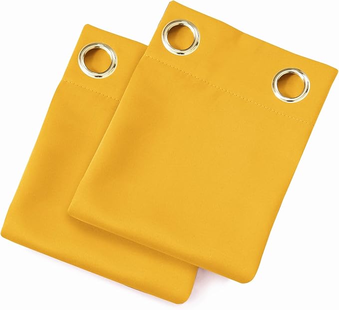 LEMOMO Blackout Curtains 66 x 54 Inch Long Yellow Curtains Set of 2 Panels Room Darkening Curtains for Bedroom and Living Room