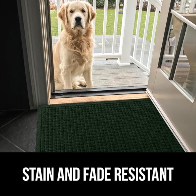 GORILLA GRIP® Ultra Absorbent Front Door Mat Outside Entrance, Traps Dirt and Moisture, HydroABSORB Indoor Outdoor Doormat Holds Up to 1.7 Cups Water, Stain and Fade Resistant Welcome Mat, 29x17 Green