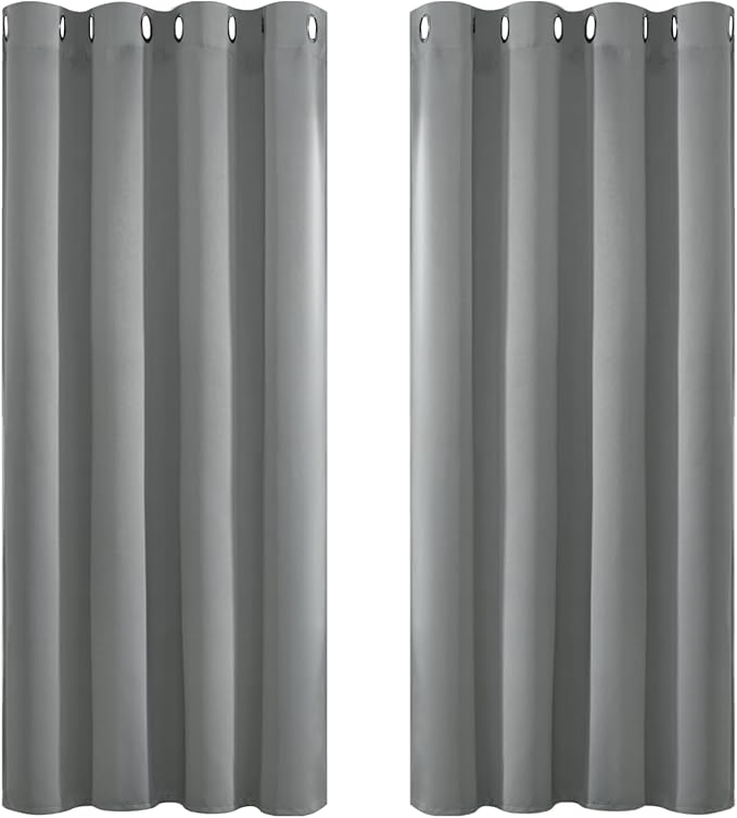 Yakamok Dove Grey Room Darking for Livingroom Dining Room Darkening Thermal Insulated Bay Window Hotel Modern Elegant Black Out Sunblock Curtins/Bedroom, 52 x 45 Inches, 2 Panel Sets