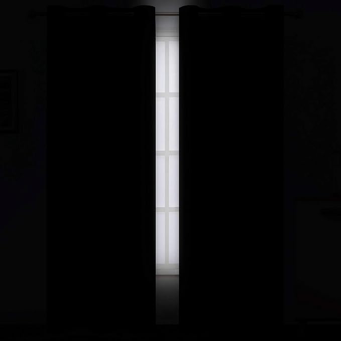 LEMOMO Black Thermal Blackout Curtains/42 x 84 Inch/Set of 2 Panels Room Darkening Curtains for Bedroom