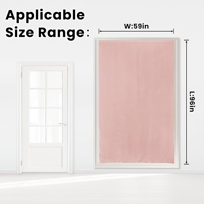 Self Adhesive Curtains, Stick Curtain Blackout Shades Window Cover Curtains for Living Room No Drilling, 59" W X 96" L, Pink, 1 Panel