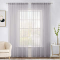 MIULEE 2 Panels Solid Color Sheer Window Curtains Elegant Window Voile Panels/Drapes/Treatment for Bedroom Living Room (54X108 Inches Light Grey)
