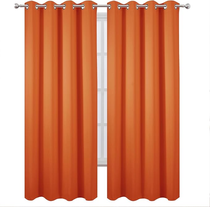 LEMOMO Blackout Curtains 52 x 90 Inch Long Orange Curtains Set of 2 Panels Room Darkening Curtains for Bedroom and Living Room