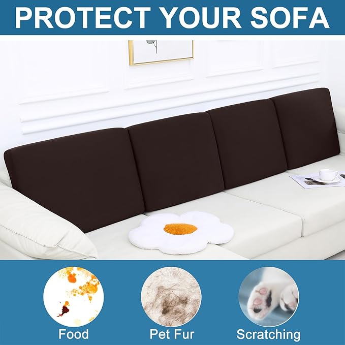 Smiry Printed Couch Cushion Covers, Stretch Soft Couch Covers for Sofa, Washable Non-Slip Sofa Slipcover Furniture Protector for Indoor and Outdoor (Backrest L, Chocolate)