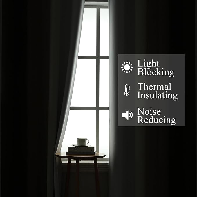 Estelar Textiler Brown and Greyish White Blackout Curtains 63 Inch Length 2 Panels Set, Full Room Darkening Grommet Ombre Curtains for Bedroom, Thermal Insulated Light Blocking Gradient Drapes,52Wx63L