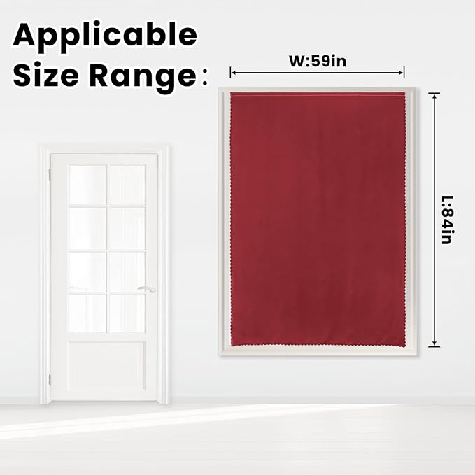 Self Adhesive Curtains, Stick Curtain Blackout Shades Window Cover Curtains for Living Room No Drilling, 59" W X 84" L, Burgundy, 1 Panel