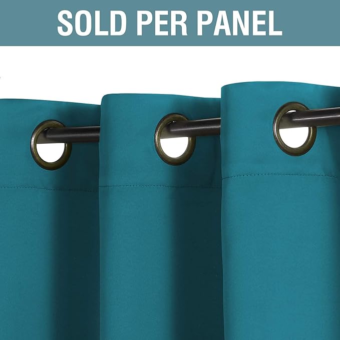 H.VERSAILTEX Blackout Curtain for Living Room Thermal Insulated Window Treatment Curtain 54 inch Length Energy Saving Solid Grommet Top Blackout Drape, One Panel, Turquoise Blue, 52" W x 54" L