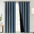 NICETOWN 100% Blackout Window Curtain Panels, Smoky Blue, 2 PCs, 62" Wide Each Panel, Cold and Full Light Blocking Drapes with Black Liner for Nursery, 84" Drop Thermal Insulated Draperies