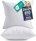 Utopia Bedding 24x24 Pillow Inserts, Set of 2, White – Indoor Decorative Throw Pillows for Bed, Sofa & Couch – Soft, Supportive & Fluffy Cushion Inserts