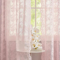 YJ YANJUN Vintage Lace Curtains 84 Inches Long- Pretty Pastel Floral Pink Sheer Curtain Panels for Living Room Girl Bedroom,Light Filtering, Cute Princess Girls Room Drapes 2 Panels 52W x 84L