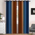 Yakamok Blackout Ombre Dark Blue and Burnt Orange Curtains-Gradient Room Darkening Curtain, Grommet Thermal Insulated Light Blocking Window Drapes Curtain for Living Room Bedroom,52 x 84 Inch,2 Panels