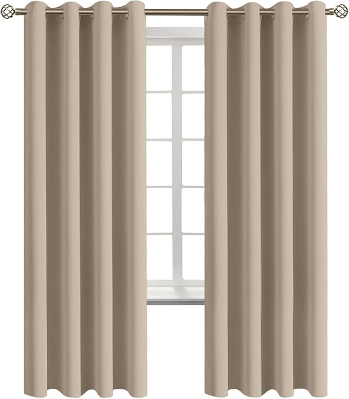 BGment Blackout Curtains - Grommet Thermal Insulated Room Darkening Bedroom and Living Room Curtains, Set of 2 Panels (52 x 72 Inch, Sand)