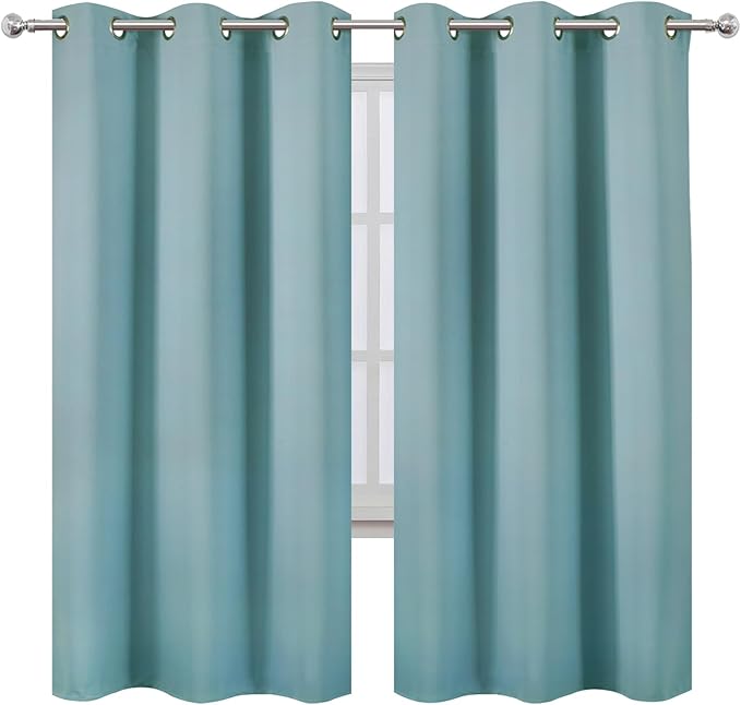LEMOMO Stone Blue Thermal Blackout Curtains/42 x 72 Inch/Set of 2 Panels Room Darkening Curtains for Bedroom
