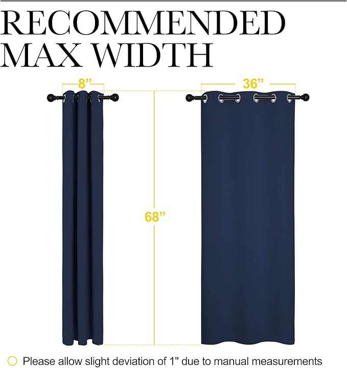NICETOWN Blackout Draperies Curtains, All Season Thermal Insulated Solid Grommet Top Blackout Curtains/Drapes for Kid's Room (Navy, 1 Pair, 42 x 68 inches)