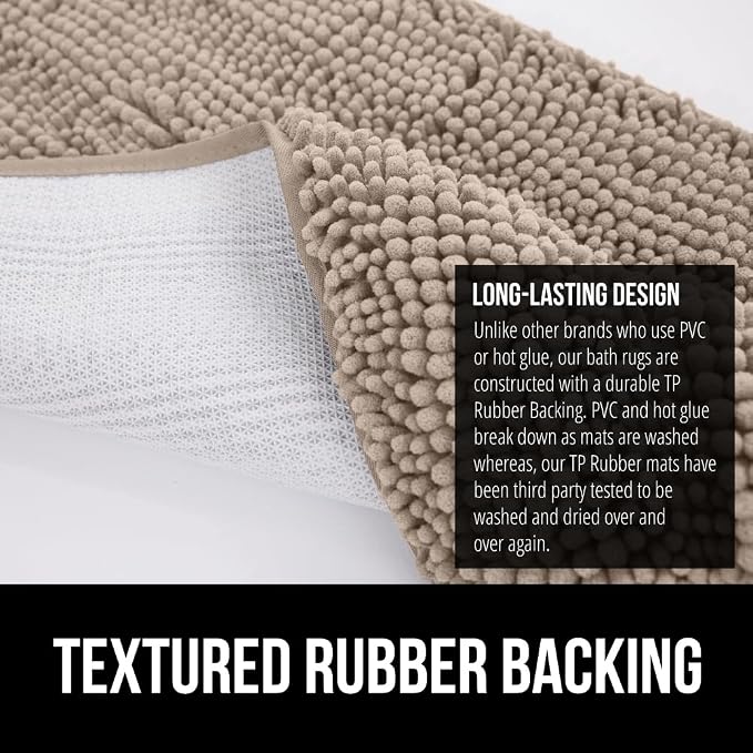GORILLA GRIP Bath Rug Mat 70x24, Thick Absorbent Chenille, Quick Dry Microfiber - Image 5