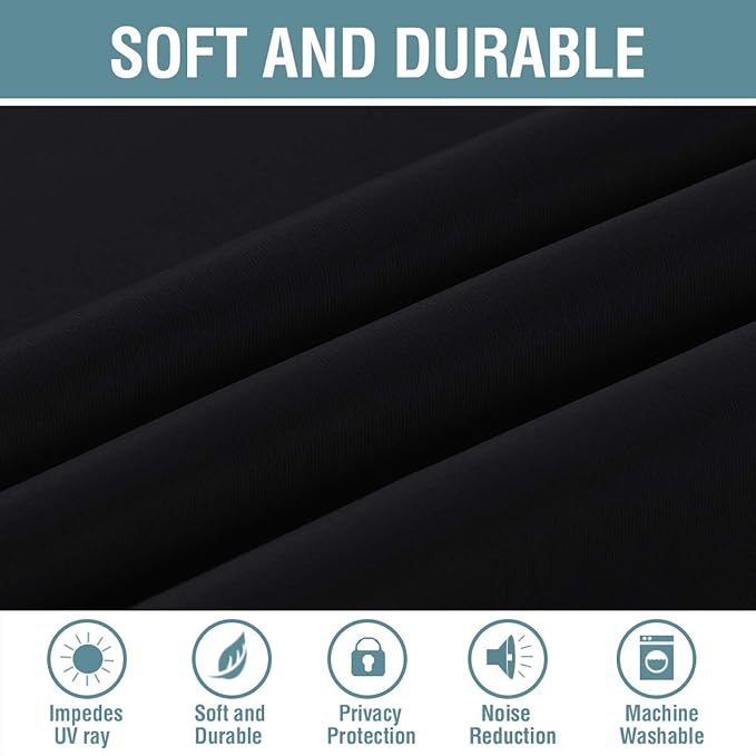 H.VERSAILTEX Blackout Curtains for Bedroom Black Out Curtains 90 inch Thermal Insulated Long Blackout Curtains for Living Room, Energy Saving Curtains for Sliding Glass Door (1 Panel, Jet Black)