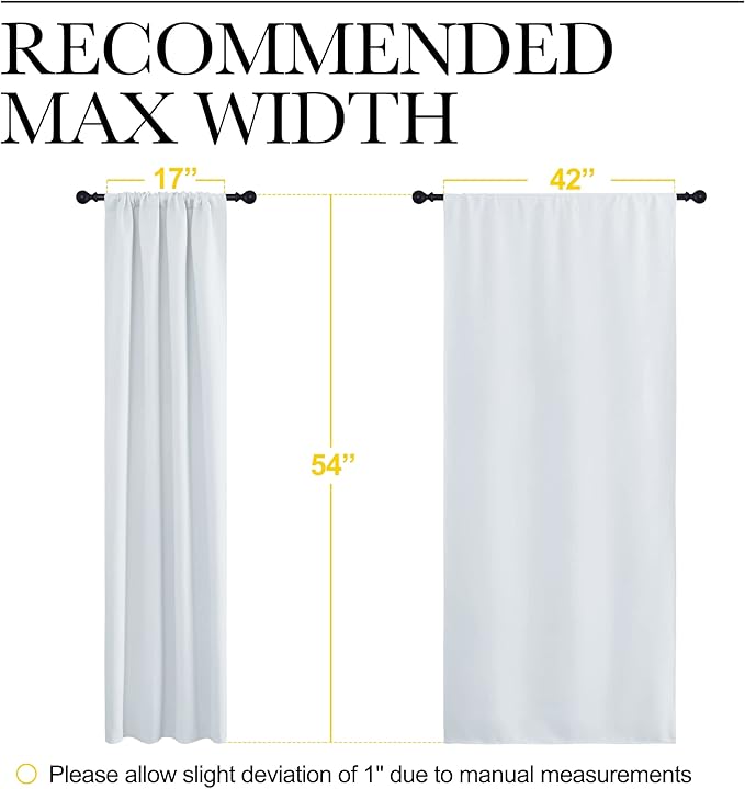 NICETOWN Greyish White Window Curtain Panels - Thermal Insulated Rod Pocket Room Darkening Curtain Sets for Bedroom (Platinum - Greyish White, 2 Panels, 42 by 54)
