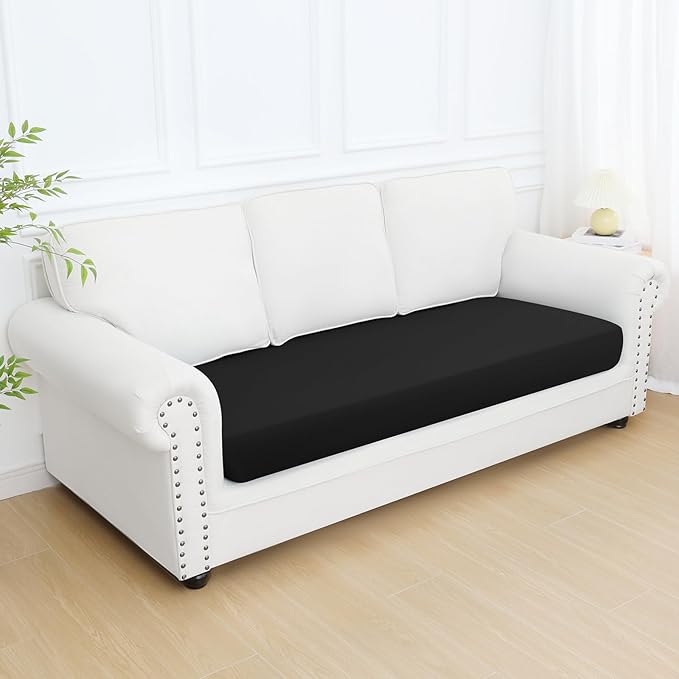 Smiry Printed Couch Cushion Covers, Stretch Soft Couch Covers for Sofa, Washable Non-Slip Sofa Slipcover Furniture Protector for Indoor and Outdoor (Large, Black)