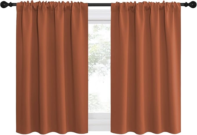 NICETOWN Blackout Curtains and Drapes - Thermal Insulated Solid Rod Pocket Blackout Draperies/Panels (Burnt Orange, 1 Pair, 42 by 36 inches)