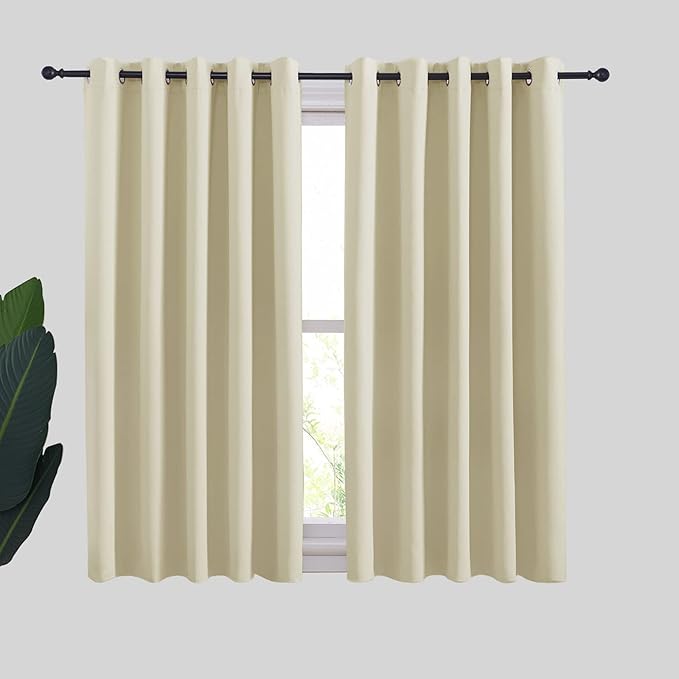 NICETOWN Room Darkening Curtain Panels for Cafe, Thermal Insulated Grommet Room Darkening Draperies/Drapes for Window (Beige, 2 Panels, W70 x L54 -inch)