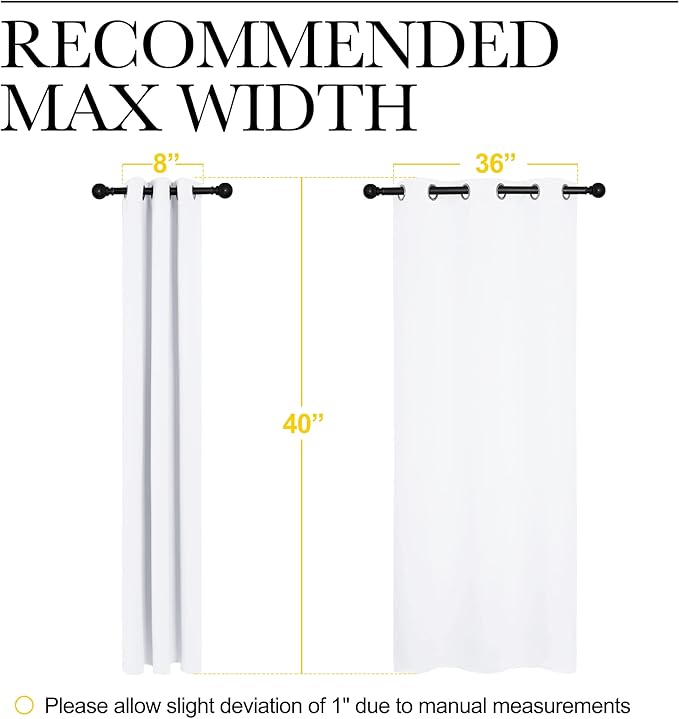 NICETOWN Draperies Curtains Panels, Blocking Out 50% Sunlight Window Treatment Curtains, Grommet Top Small Window Drapes for Bedroom (2 Panels, 42 by 40, White)