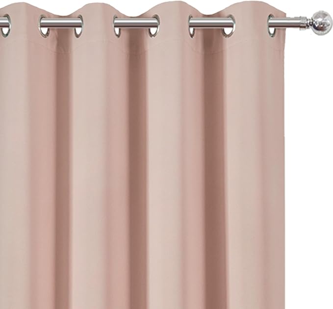 LEMOMO Blackout Curtains 66 x 95 inch/Blush Curtains Set of 2 Panels/Thermal Insulated Room Darkening Bedroom Curtains