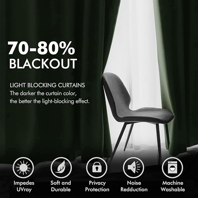 MIULEE Velvet Curtains Olive Green Elegant Grommet Curtains Thermal Insulated Soundproof Room Darkening Curtains/Drapes for Classical Living Room Bedroom Decor 52 x 100 Inch Set of 2