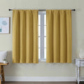 Simplebrand Ava Bright Gold Short Blackout Curtains for Bedroom 45 Inches Long 2 Panels Set, Solid Thermal Insulated, Energy Saving Window Treatment Curtains Blackout Drapes, W40 x L45 Inch