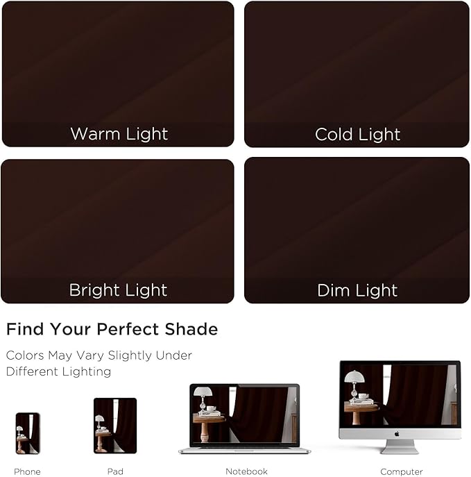 CUCRAF Blackout Curtains 54 inch Length 2 Panels Set, Rod Pocket Room Darkening Drapes for Bedroom Living Room, Insulated Thermal Light Blocking Window Curtain (W52 x L54 Inch, Chocolate)