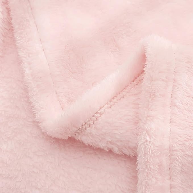 Exclusivo Mezcla Plush Fuzzy Fleece Throw Blanket, Super Soft, Fluffy and Warm Blankets for Couch, Bed, All Season (Light Pink, 40x50 inches)