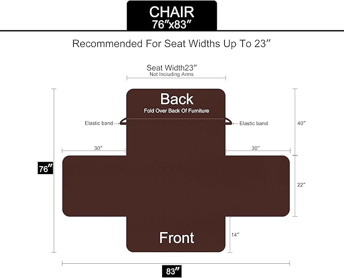 U-NICE HOME Recliner Chair Covers Reversible Chair Cover Pet Covers for Dogs with Elastic Straps Water Resistant Diamond Quilted (23''Armchair, Chocolate/Chocolate)