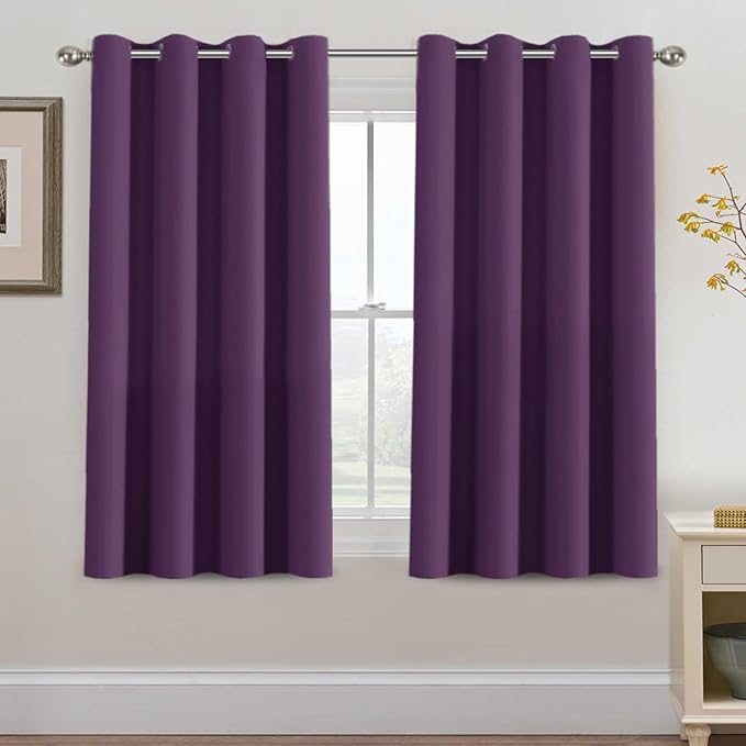 H.VERSAILTEX Blackout Curtain for Living Room Thermal Insulated Window Treatment Curtain 54 inch Length Energy Saving Solid Grommet Top Blackout Drape, One Panel, Plum Purple, 52" W x 54" L
