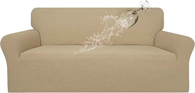 Easy-Going 100% Waterproof Couch Cover, Dual Waterproof Sofa Cover, Stretch Jacquard Sofa Slipcover, Leakproof Furniture Protector for Kids, Pets, Dog and Cat (Sofa, Sand)