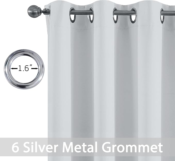 Yakamok 90 Inch Length Room Darkening Drapes Blackout Curtains for Bedroom,Thermal Insulated Grommet Curtain Panels for Living Room,38W x 90L,Greyish White, One Pair