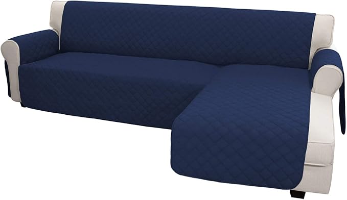 Easy-Going L Shape Sofa Slipcover Chaise Cover - Reversible Furniture Protector for Pets & Kids (X-Large, Navy/Navy)