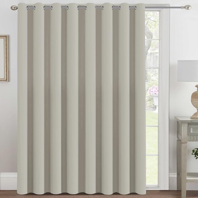 H.VERSAILTEX Blackout Patio Curtains 100 x 84 Inches for Sliding Door Extral Wide Blackout Curtain Panels Thermal Insulated Room Divider - Grommet Top, 7' Tall by 8.5' Wide - Pale Oak
