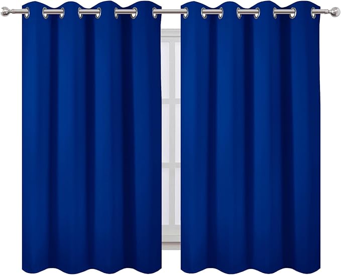 LEMOMO Royal Blue Thermal Blackout Curtains/52 x 54 Inch/Set of 2 Panels Room Darkening Curtains for Bedroom