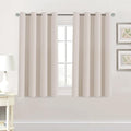 H.VERSAILTEX Blackout Curtain for Living Room Small Window Kitchen Blackout Curtains 45 inch Length Energy Saving Solid Grommet Blackout Drape, One Panel, Natural, 52" W x 45" L