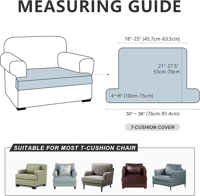 Leather Look Couch Cushion Covers Sofa Seat Slipcovers Sets Couches Furniture Protector for Sectional Armchair Loveseat Pets Kids Stretch Spandex Fabric (1 T-Cushion Armchair, Burgundy)